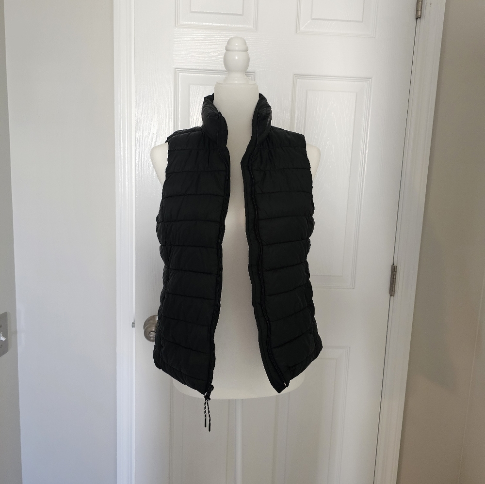 Gap Lightweight Puffer Vest Zipper Pockets Black Winter‎ Womens S